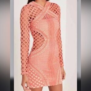 Carli Bybel x Misguided Peach Cutout Mini Party Dress NWT